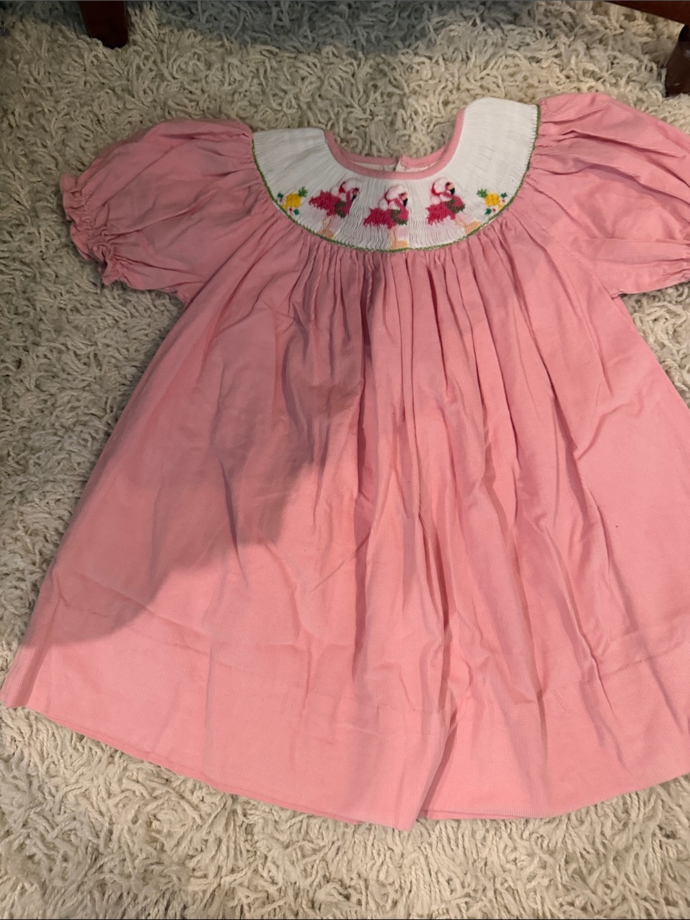 Pink Smocked Flamingo Girls' Formal Dress